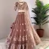 Peach Georgette Embroidery Lehenga Choli