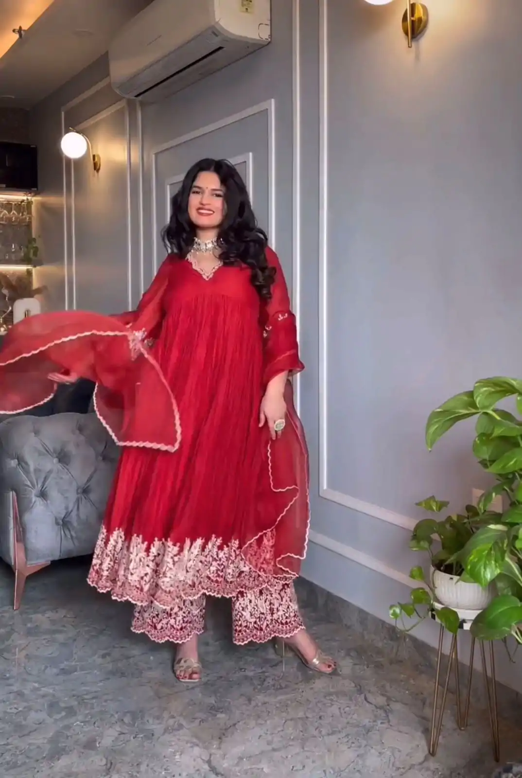 NF 1205 Red Color Chinon Silk Embroidery Salwar Suit Casual, Wedding, Party, Festive, Events . Expected Delivery 4-6 Working Days @2149 | Salwar suit, Casual Suits, Creative suits, Designer Suits, Palazzo Suits, Party Wear Suits, Patiala Suits, Straight Suits