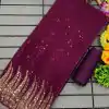 Nice Purple Full Saree Of Heavy Quality 60 Gram Georgette Saree