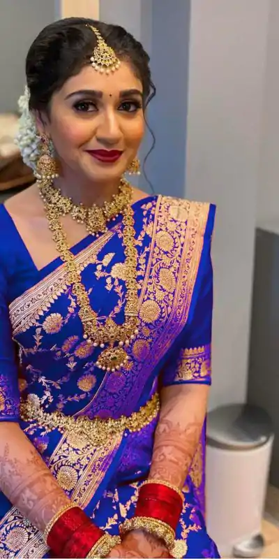 Pretty Blue Color Soft Lichi Silk Jacquard All Over Saree