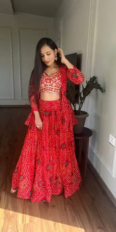 Ram 053 Red Pure Bandhrej Heavy Embroidery Sequence Lehenga Choli Wedding, Party, Festive, Events Etc.4-6 Working Days@ 2499/-only | Lehenga, Bollywood Lehenga, Creative Lehenga, Designer Lehenga, Embroidered Lehenga, Party Wear Lehenga