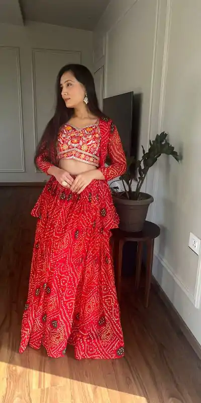 Ram 053 Red Pure Bandhrej Heavy Embroidery Sequence Lehenga Choli Wedding, Party, Festive, Events Etc.4-6 Working Days@ 2499/-only | Lehenga, Bollywood Lehenga, Creative Lehenga, Designer Lehenga, Embroidered Lehenga, Party Wear Lehenga