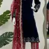 Navy Blue Viscos Velvet Thread Sequnce Salwar Suit