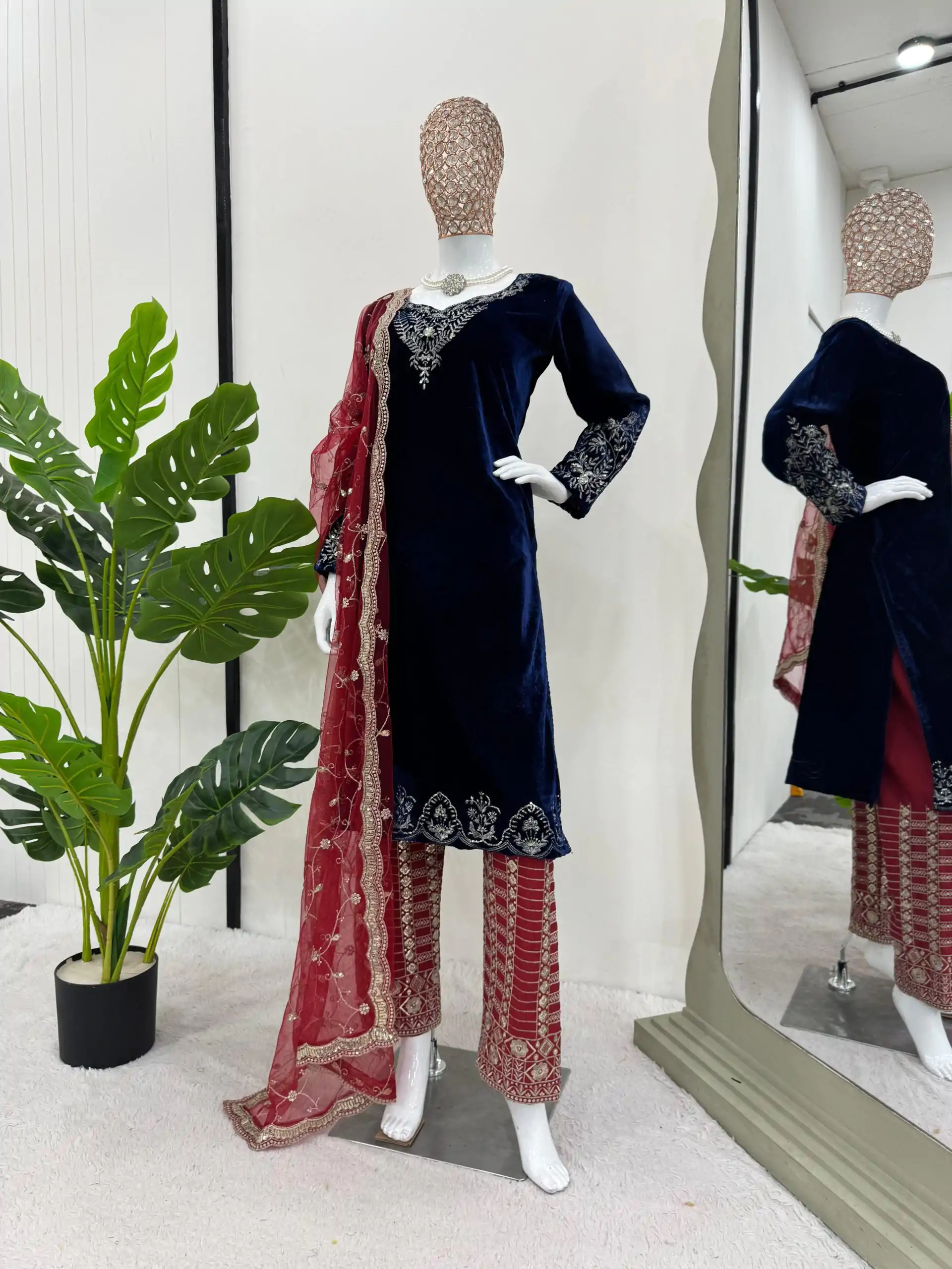 RTC 5777 Navy Blue Color Viscos velvet Thread With Sequnce Salwar Suit Casual, Wedding, Party, Festive, Events Etc.4-6 Working Days@2149/-only | Jump Suits, Salwar suit, Casual Suits, Creative suits, Designer Suits, Palazzo Suits, Party Wear Suits, Patiala Suits, Straight Suits