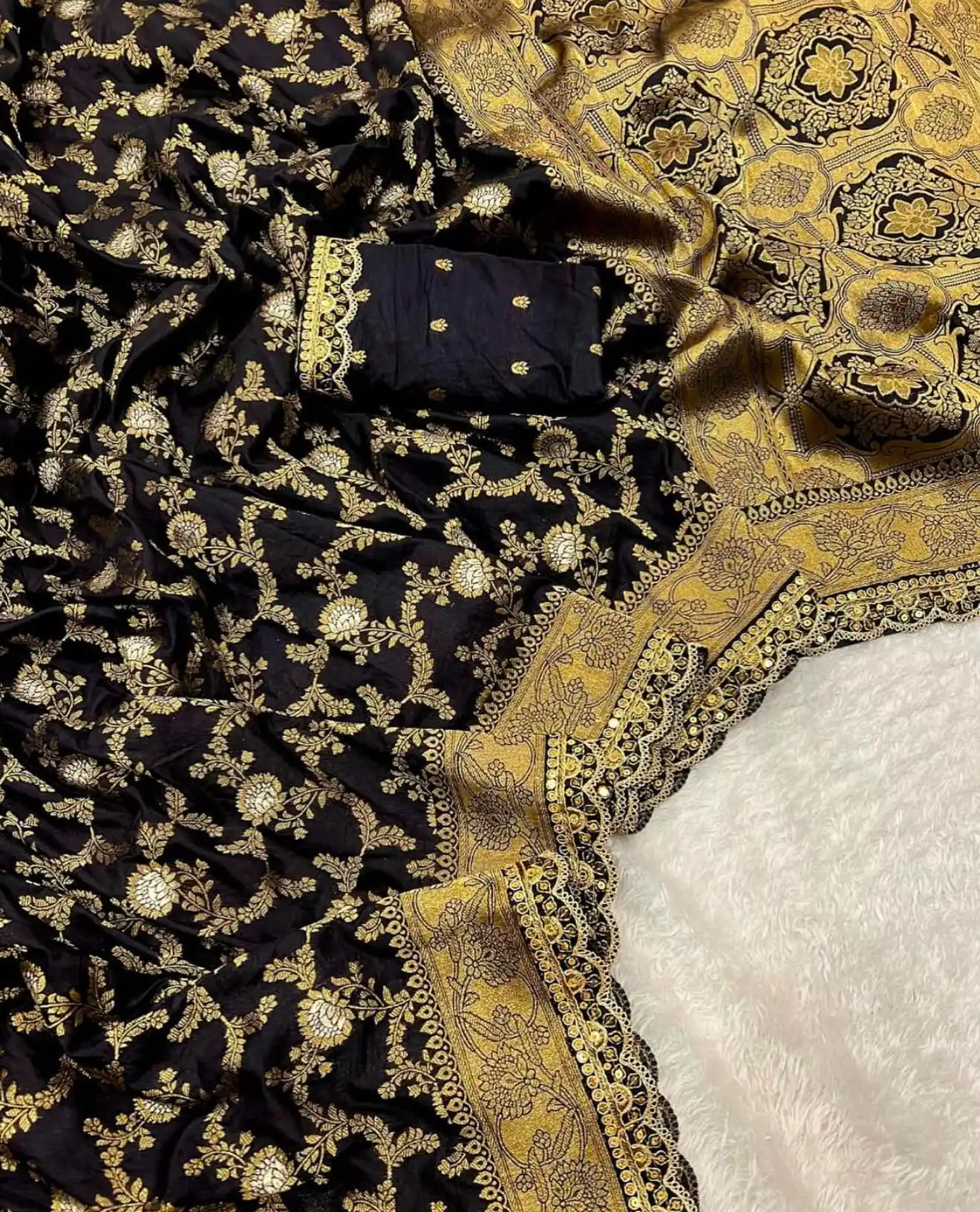 MS 469 Black color Jacquard Weaving With Embroidery Cording Lace Saree Casual, Wedding, Festive, Events . Expected Delivery  4-6 Working Days @1649/- only                                                                                                                                                                    | Sarees, Bollywood Sarees, Creative Sarees, Designer Sarees, Embroidered Sarees, Ethnic Saree, Modern Digital sarees, Party Wear Sarees