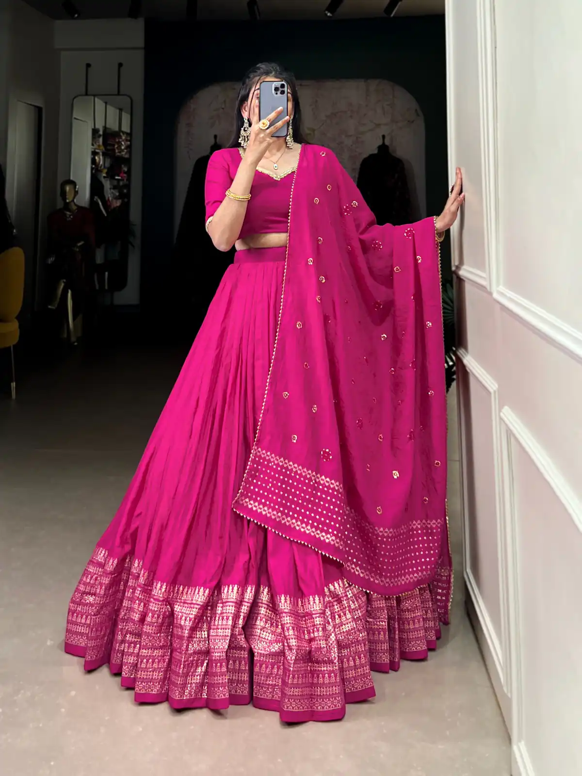 LNB 1906 Pink Color Pure Chanderi Plain With Zari Weaving Work Border Lehenga Choli Wedding, Party, Festive, Events Etc. Delivery 4-6 Working Days Rs 1999 | Lehenga, Bollywood Lehenga, Creative Lehenga, Designer Lehenga, Embroidered Lehenga, Party Wear Lehenga
