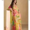 Pink Chinon Printed Embroidery Work Sharara Suit