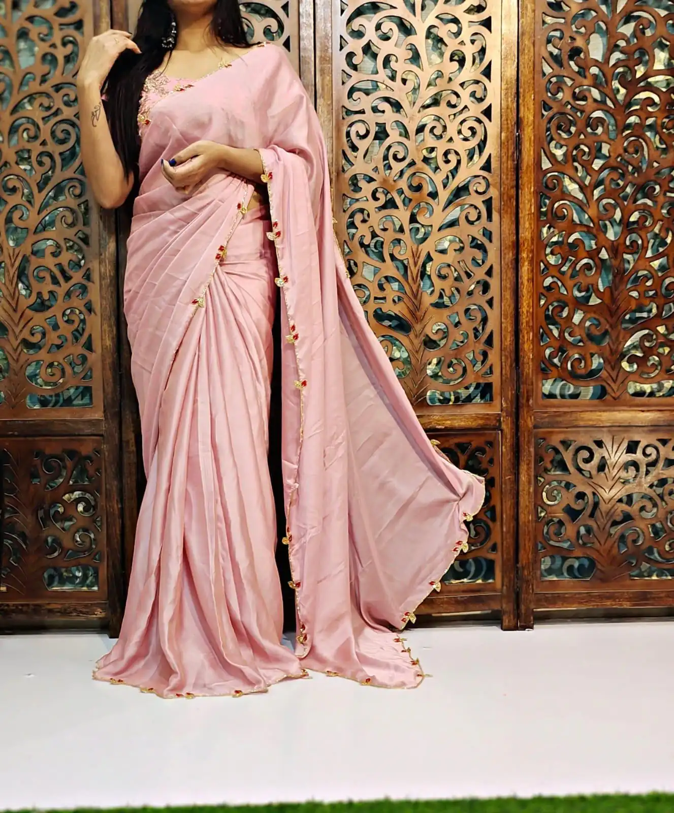 AC Lady Pink Color Rangoli Silk Handwork And Cutwork With Pearl Saree Casual, Wedding, Festive, Events . Expected Delivery 4-6 Working Days @1899/- only | Sarees, Bollywood Sarees, Creative Sarees, Designer Sarees, Embroidered Sarees, Ethnic Saree, Modern Digital sarees, Party Wear Sarees