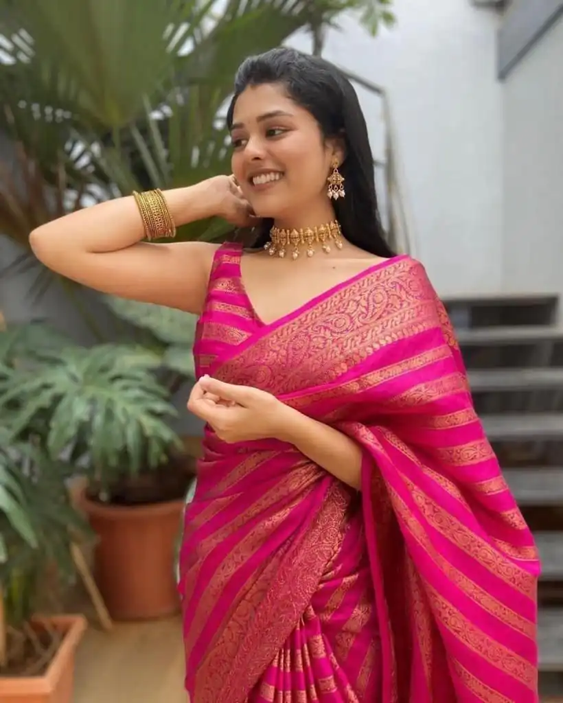 KP 5084 Pink Color Soft Lichi Silk Jacquard Work On All Over Saree Casual, Wedding, Festive, Events . Expected Delivery  4-6 Working Days @1399/- only                                                                                                                                             | Sarees, Bollywood Sarees, Creative Sarees, Designer Sarees, Embroidered Sarees, Ethnic Saree, Modern Digital sarees, Party Wear Sarees