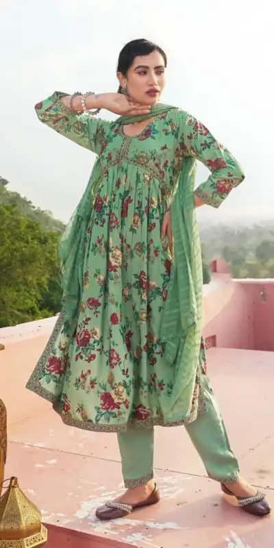  NILI Aliaa NX Pista Green Color Rayon Alia Cut With Embroidery Work Kurti Casual, Wedding, Party, Festive, Events Etc. 4-6 Working Days @1699/- | Kurti, Bollywood Kurti, Creative Kurtis, Designer Kurti, Party Wear Kurti, Selfie Kurti