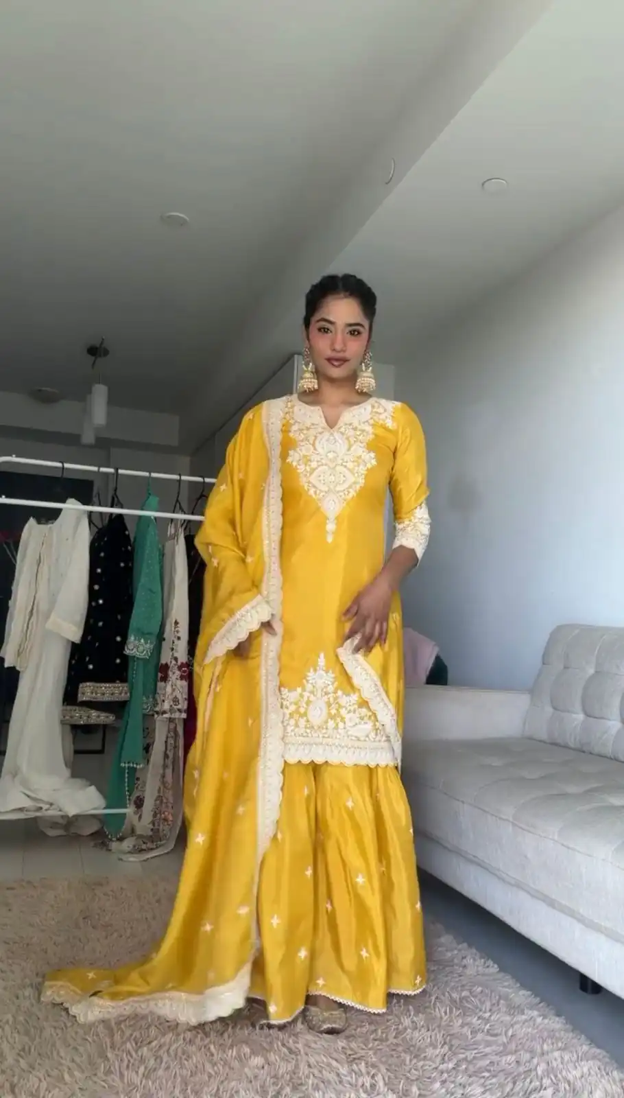 RTC 5827 Yellow  Color Chinnon Silk thread With Sequence Sharara Suit Wedding, Party, Festive, Events Etc.  Expected Delivery 4-6 Working Days @2399/- | Jump Suits, Salwar suit, Casual Suits, Creative suits, Designer Suits, Palazzo Suits, Party Wear Suits, Patiala Suits, Straight Suits