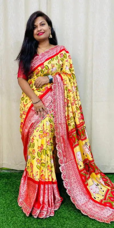 MS 466 Yellow Color Dola Silk Saree With Zari Weaving Border Saree Casual, Wedding, Festive, Events . Expected Delivery  4-6 Working Days @1649/- only | Sarees, Bollywood Sarees, Creative Sarees, Designer Sarees, Embroidered Sarees, Ethnic Saree, Modern Digital sarees, Party Wear Sarees