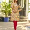 INLI Rashmika Cream Color Simmer Silk Office Wear Printed Kurti Casual, Wedding, Party, Festive, Events Etc. Expected Delivery 4-6 Working Days @1399/- | Kurti, Bollywood Kurti, Creative Kurtis, Designer Kurti, Party Wear Kurti, Selfie Kurti