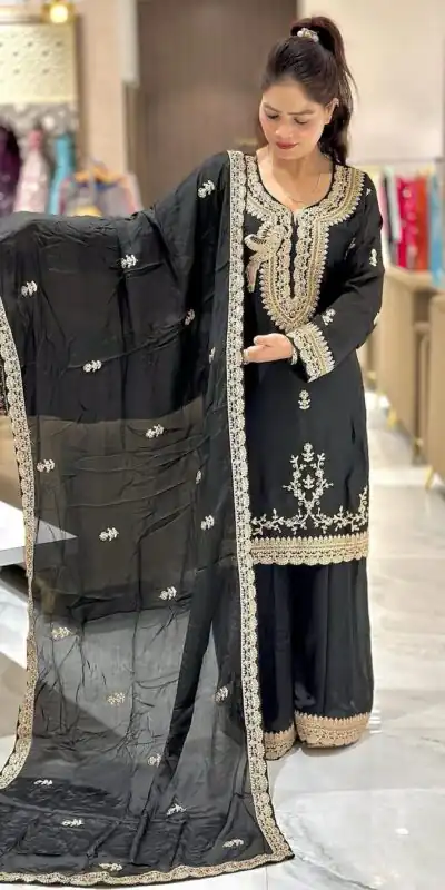 NSR 840 Black Color Faux Georgette With Embroidery Sequence Work Salwar Suit Casual, Wedding, Party, Festive, Events Etc.4-6 Working Days@ 1999/-only | Jump Suits, Salwar suit, Casual Suits, Creative suits, Designer Suits, Palazzo Suits, Party Wear Suits, Patiala Suits, Straight Suits