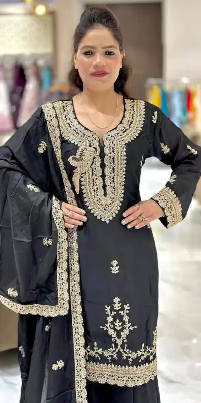 NSR 840 Black Color Faux Georgette With Embroidery Sequence Work Salwar Suit Casual, Wedding, Party, Festive, Events Etc.4-6 Working Days@ 1999/-only | Jump Suits, Salwar suit, Casual Suits, Creative suits, Designer Suits, Palazzo Suits, Party Wear Suits, Patiala Suits, Straight Suits