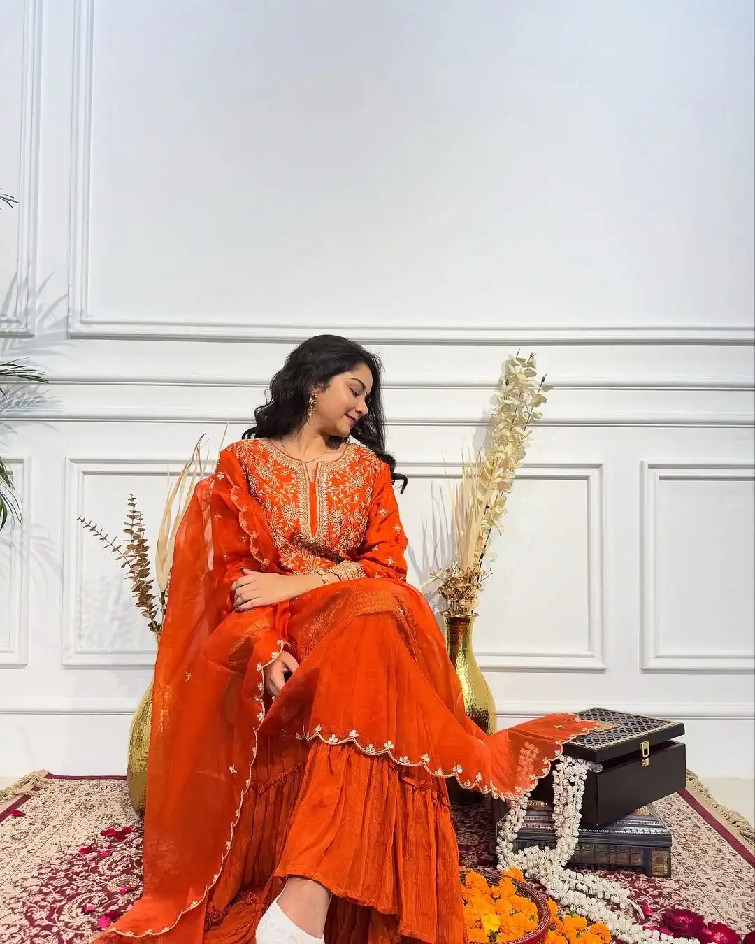 VLM 259 Orange Color Chinon Silk Embroidery Work Salwar Suit Casual, Wedding, Party, Festive, Events Etc.4-6 Working Days@ 2049/-only | Jump Suits, Salwar suit, Casual Suits, Creative suits, Designer Suits, Palazzo Suits, Party Wear Suits, Patiala Suits, Straight Suits