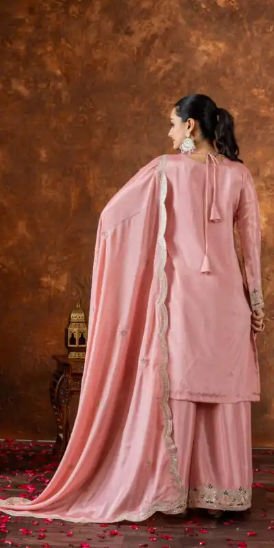 AD 191 Peach Color Chinon Silk Embroidery 3mm Sequence Coding Dori Work Salwar Suit , Wedding, Party, Festive, Events Etc.4-6 Working Days@ 2049/-only | Jump Suits, Salwar suit, Casual Suits, Creative suits, Designer Suits, Palazzo Suits, Party Wear Suits, Patiala Suits, Straight Suits