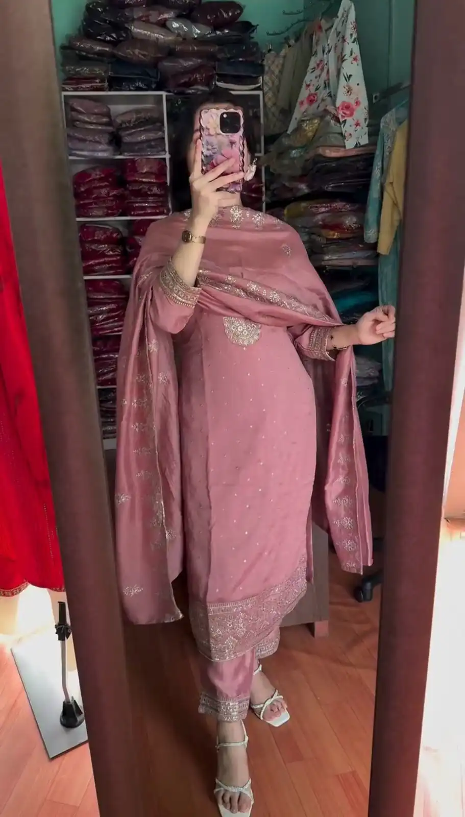 SRK 5243 Pink Color Chinon Silk With Embroidery Sequence Work Salwar Suit Casual, Wedding, Party, Festive, Events Etc.4-6 Working Days@ 1899/-only | Jump Suits, Salwar suit, Casual Suits, Creative suits, Designer Suits, Palazzo Suits, Party Wear Suits, Patiala Suits, Straight Suits