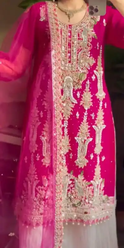  LG 1919 Pink Color Fox Georgette With Sequence Embroidery Work Pari Lace Salwar Suit , Wedding, Party, Festive, Events Etc.4-6 Working Days@ 1999/-only | Jump Suits, Salwar suit, Casual Suits, Creative suits, Designer Suits, Palazzo Suits, Party Wear Suits, Patiala Suits, Straight Suits