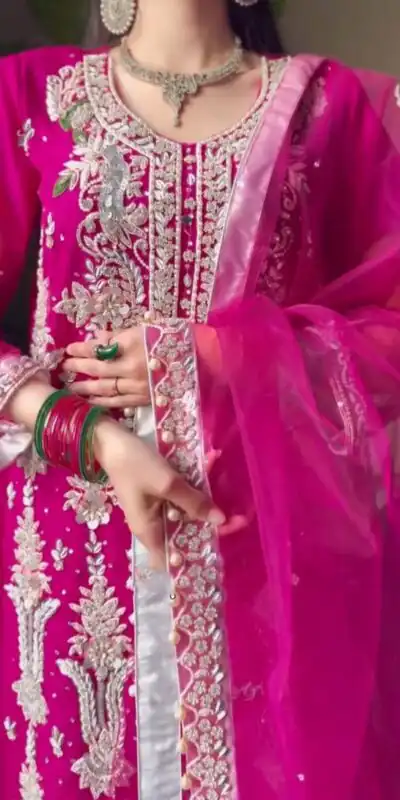 LG 1919 Pink Color Fox Georgette With Sequence Embroidery Work Pari Lace Salwar Suit , Wedding, Party, Festive, Events Etc.4-6 Working Days@ 1999/-only | Jump Suits, Salwar suit, Casual Suits, Creative suits, Designer Suits, Palazzo Suits, Party Wear Suits, Patiala Suits, Straight Suits