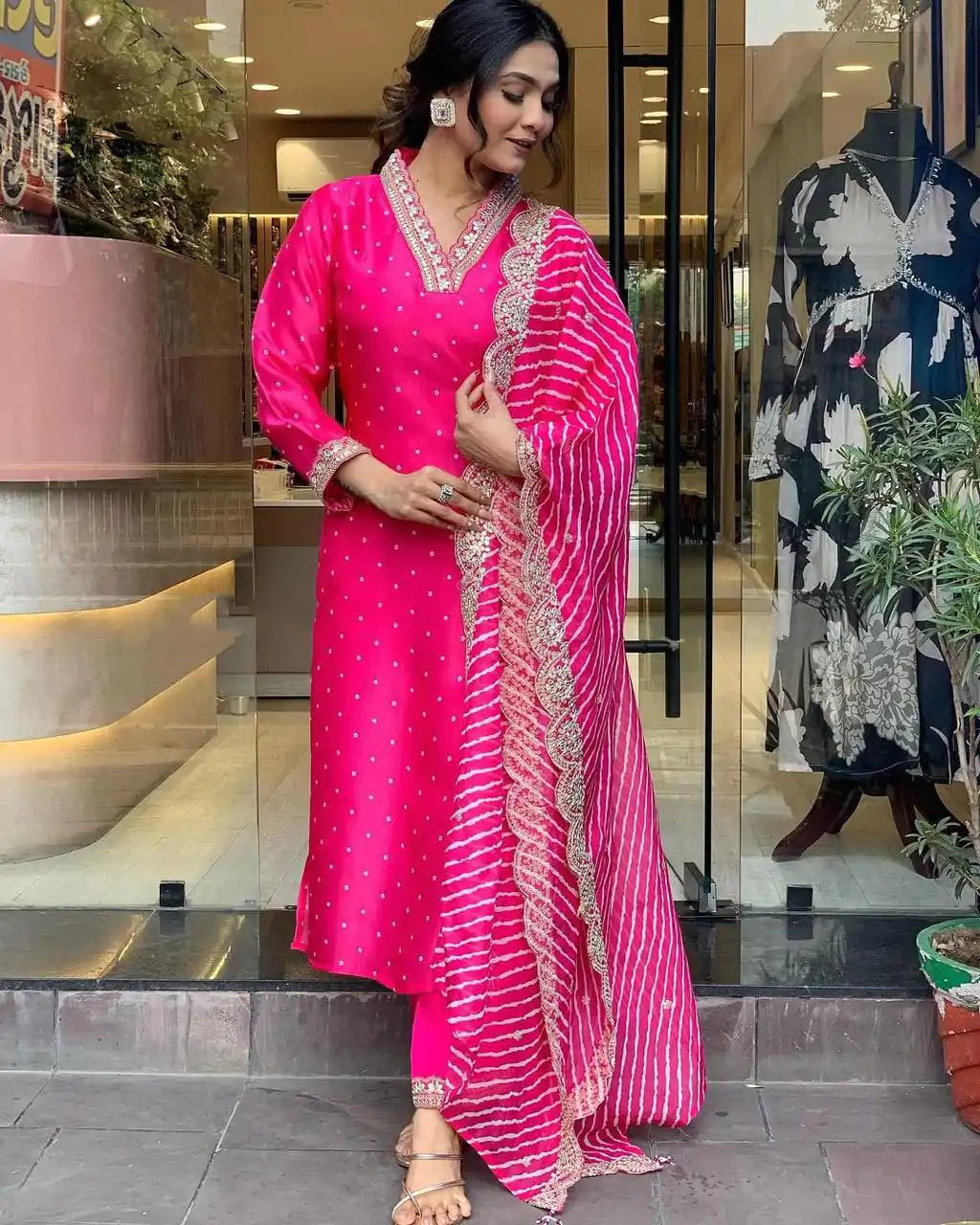 MF 746 Pink Color Chinon Silk Wide Digital Print Coding Work Lace Salwar Suit Casual, Wedding, Party, Festive, Events Etc.4-6 Working Days@ 1699/-only | Jump Suits, Salwar suit, Casual Suits, Creative suits, Designer Suits, Palazzo Suits, Party Wear Suits, Patiala Suits, Straight Suits