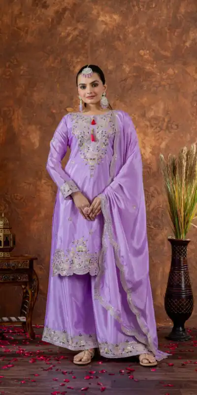 AD 191 Purple Color Chinon Silk Embroidery 3mm Sequence Coding Dori Work Salwar Suit , Wedding, Party, Festive, Events Etc.4-6 Working Days@ 2049/-only | Jump Suits, Salwar suit, Casual Suits, Creative suits, Designer Suits, Palazzo Suits, Party Wear Suits, Patiala Suits, Straight Suits