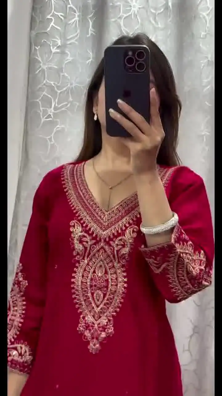 BE 318 Red Chinon With Embroidery Coding Dori Work Salwar Suit Casual, Wedding, Party, Festive, Events Etc.4-6 Working Days@ 1799/-only | Jump Suits, Salwar suit, Casual Suits, Creative suits, Designer Suits, Palazzo Suits, Party Wear Suits, Patiala Suits, Straight Suits