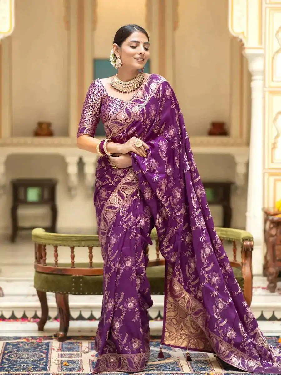 MB 494 Dark Purple Color Soft Litchi Silk All Over Weaving Saree Casual, Wedding, Festive, Events . Expected Delivery 4-6 Working Days @1199/- only | Sarees, Bollywood Sarees, Creative Sarees, Designer Sarees, Embroidered Sarees, Ethnic Saree, Modern Digital sarees, Party Wear Sarees