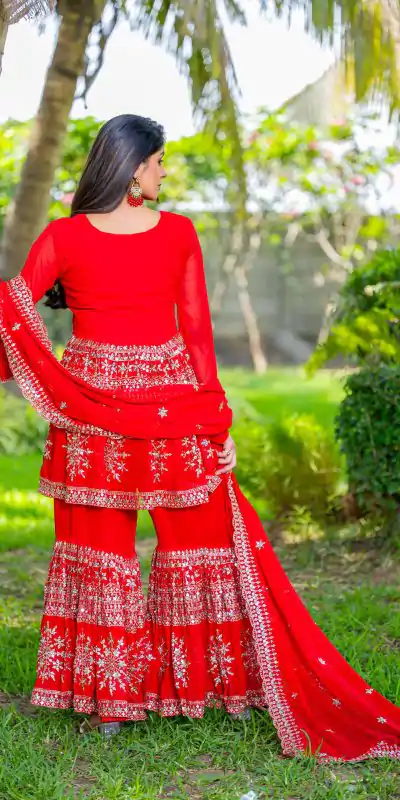 Ram 094 Red Color Georgette 7mm Sequence Work Salwar Suit Casual, Wedding, Festive, Events . Expected Delivery 4-6 Working Days @2349/- only | Jump Suits, Salwar suit, Casual Suits, Creative suits, Designer Suits, Palazzo Suits, Party Wear Suits, Patiala Suits, Straight Suits