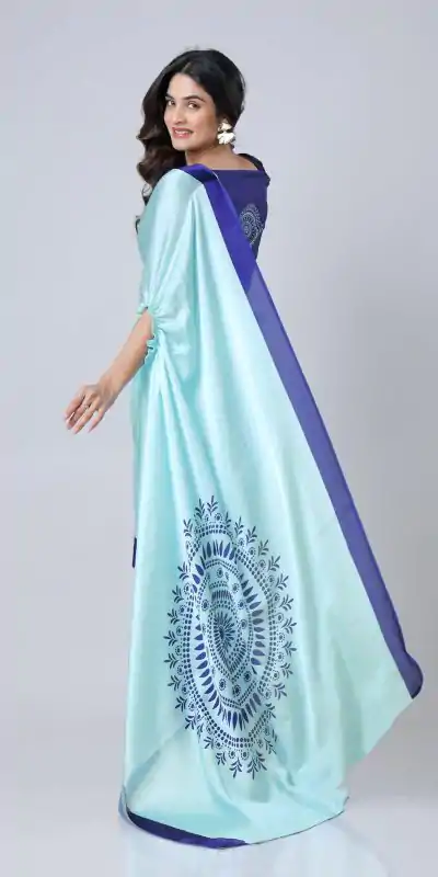 ST 1102B Sky Blue Color Japan Satin Digital Print Work Saree Casual, Wedding, Festive, Events . Expected Delivery 4-6 Working Days @1849/- only | Sarees, Bollywood Sarees, Creative Sarees, Designer Sarees, Embroidered Sarees, Ethnic Saree, Modern Digital sarees, Party Wear Sarees