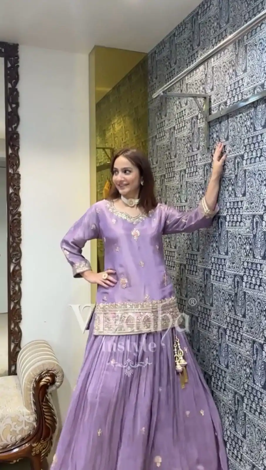 Purple Silk Sequence Work Lehenga Choli - Image 2