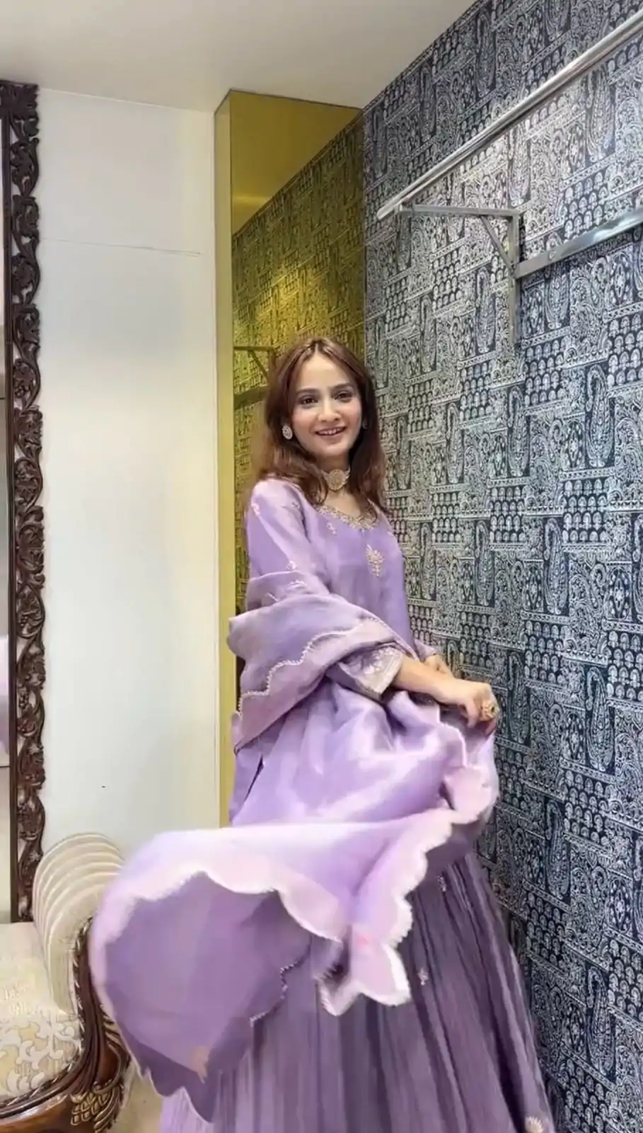 Purple Silk Sequence Work Lehenga Choli - Image 3