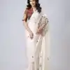 ST 1102B Cream Color Japan Satin Digital Print Work Saree Casual, Wedding, Festive, Events . Expected Delivery  4-6 Working Days @1849/- only      | Sarees, Bollywood Sarees, Creative Sarees, Designer Sarees, Embroidered Sarees, Ethnic Saree, Modern Digital sarees, Party Wear Sarees