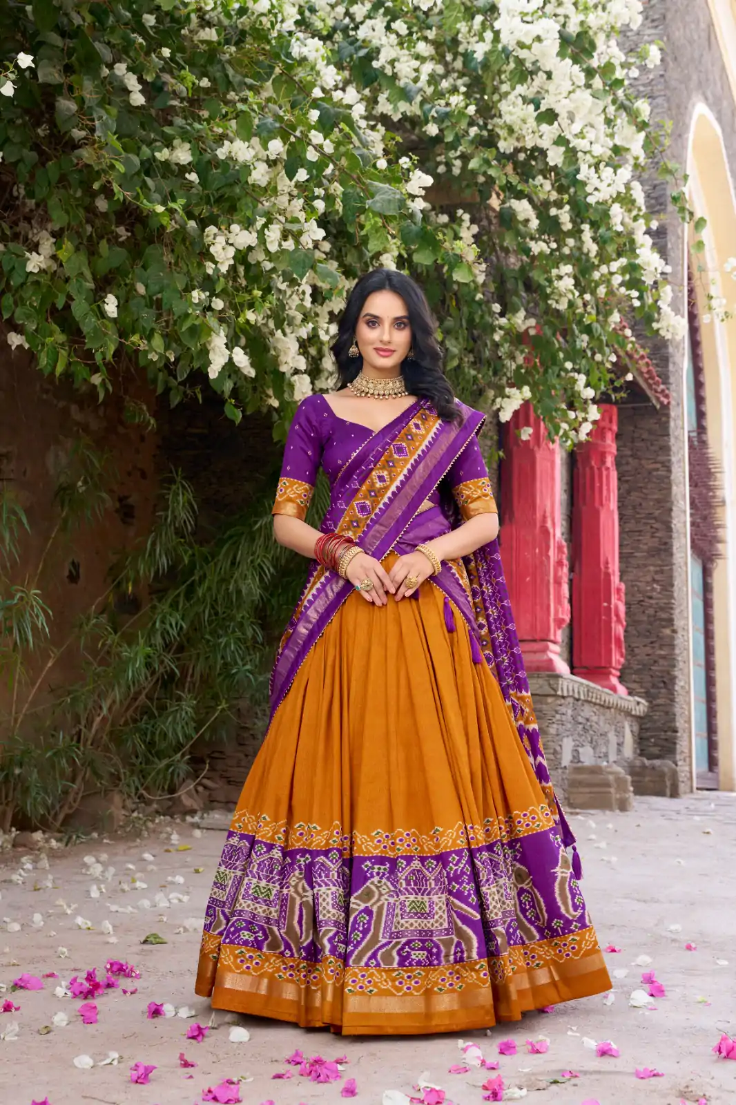 LNB 1221 Mustad Color Tushar Silk Patola Printed Lehenga Choli Casual, Wedding, Party, Festive, Events Etc.4-6 Working Days@ 2249/-only | Lehenga, Bollywood Lehenga, Creative Lehenga, Designer Lehenga, Embroidered Lehenga, Party Wear Lehenga