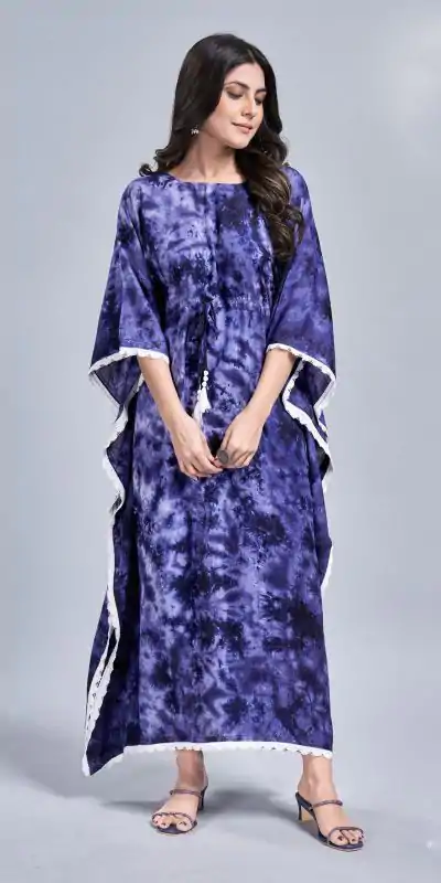 Glowing Violet Color Rayon Slab Center Belt Kaftan Suit