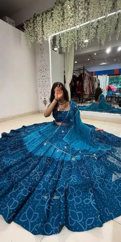 LG 647 Blue Color Printed Georgette Real Mirror Work Lehenga Choli Wedding, Party, Festive, Events Etc. Delivery 4-6 Working Days Rs 2099 | Lehenga, Bollywood Lehenga, Creative Lehenga, Designer Lehenga, Embroidered Lehenga, Party Wear Lehenga