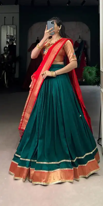 LNB 2007 Green Color Vichitra Silk Zari Weaving With Lace Border Lehenga Choli Wedding, Party, Festive, Events Etc. Delivery 4-6 Working Days Rs 2999 | Lehenga, Bollywood Lehenga, Creative Lehenga, Designer Lehenga, Embroidered Lehenga, Party Wear Lehenga