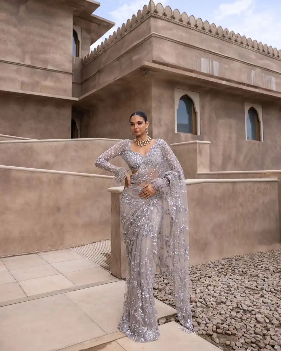 DF 3395 Grey Color Mono Net 5mm Multi & Sequins Embroidery Work Saree Casual, Wedding, Festive, Events . Expected Delivery 4-6 Working Days @1799/- only | Sarees, Bollywood Sarees, Creative Sarees, Designer Sarees, Embroidered Sarees, Ethnic Saree, Modern Digital sarees, Party Wear Sarees