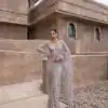 Grey Mono Net Embroidery Saree