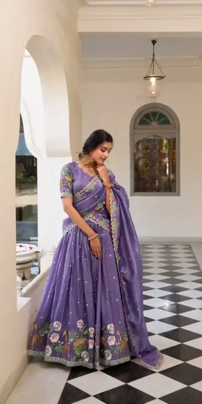 LNB 1435 Lavender Sequins Work & Embroidery Work Lehenga Choli in Gold Crush. Exclusive Offer ₹3399. Delivery 4-6 Working Days. Shop now. | Lehenga, Bollywood Lehenga, Creative Lehenga, Designer Lehenga, Embroidered Lehenga, Party Wear Lehenga