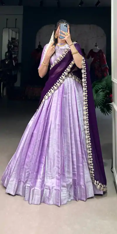LNB 2013 Lavender Color Jacquard Silk weaving work Lehenga Choli Wedding, Party, Festive, Events Etc. Delivery 4-6 Working Days Rs 2999 | Lehenga, Bollywood Lehenga, Creative Lehenga, Designer Lehenga, Embroidered Lehenga, Party Wear Lehenga