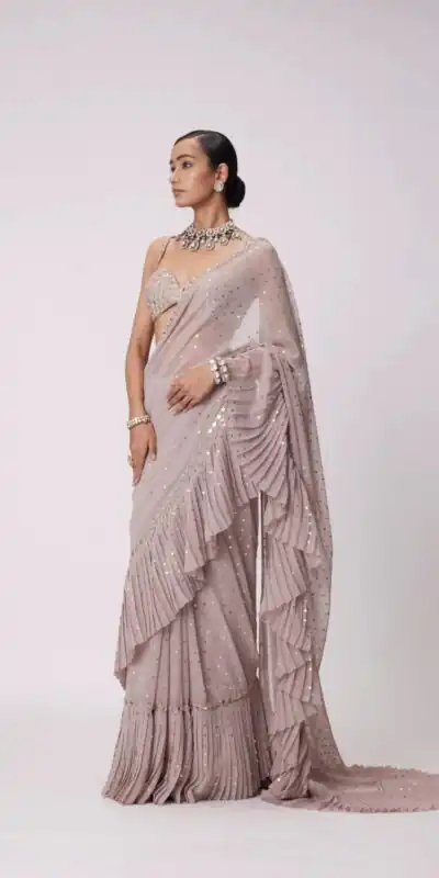 DF 3455 Light Peach Color Faux Georgette Embroidery Sequins Work Saree Casual, Wedding, Festive, Events . Expected Delivery 4-6 Working Days @1999/- only | Sarees, Bollywood Sarees, Creative Sarees, Designer Sarees, Embroidered Sarees, Ethnic Saree, Modern Digital sarees, Party Wear Sarees