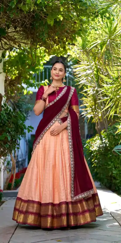 LNB 2010 Peach Color Zari Chex With Zari Weaving Work Lehenga Choli Wedding, Party, Festive, Events Etc. Delivery 4-6 Working Days Rs 2149 | Lehenga, Bollywood Lehenga, Creative Lehenga, Designer Lehenga, Embroidered Lehenga, Party Wear Lehenga