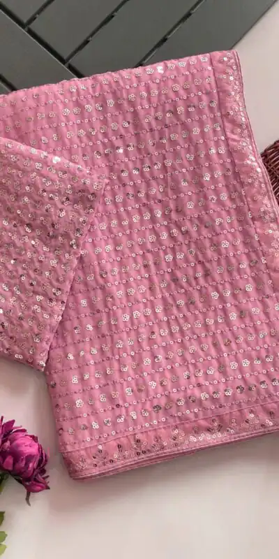 DF 3452 Pink Color Faux Georgette Embroidery Sequins Multi Work Saree Casual, Wedding, Festive, Events . Expected Delivery 4-6 Working Days @1799/- only | Sarees, Bollywood Sarees, Creative Sarees, Designer Sarees, Embroidered Sarees, Ethnic Saree, Modern Digital sarees, Party Wear Sarees