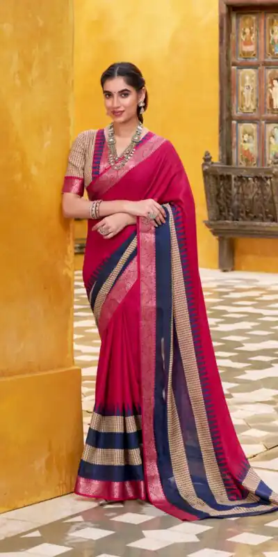 YNF 7049 Pink Color Poly Cotton Printed With Zari Weaving Work Saree Casual, Wedding, Festive, Events . Expected Delivery  4-6 Working Days @1699/- only                                                                                | Sarees, Bollywood Sarees, Creative Sarees, Designer Sarees, Embroidered Sarees, Ethnic Saree, Modern Digital sarees, Party Wear Sarees