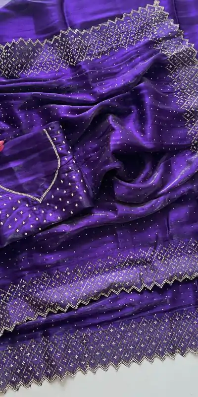 DF 3467 Purple Color Jimmy Choo Full Zarkhan Diamond Work Saree Casual, Wedding, Festive, Events . Expected Delivery  4-6 Working Days @2099/- only                                                                                | Sarees, Bollywood Sarees, Creative Sarees, Designer Sarees, Embroidered Sarees, Ethnic Saree, Modern Digital sarees, Party Wear Sarees