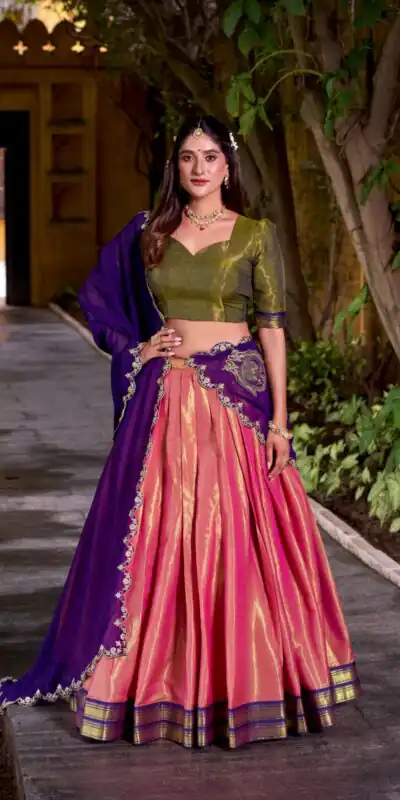 LNB 2009 Purple Color Kanchipuram Weaving With Zari Weaving Work Lehenga Choli Wedding, Party, Festive, Events Etc. Delivery 4-6 Working Days Rs 1999 | Lehenga, Bollywood Lehenga, Creative Lehenga, Designer Lehenga, Embroidered Lehenga, Party Wear Lehenga