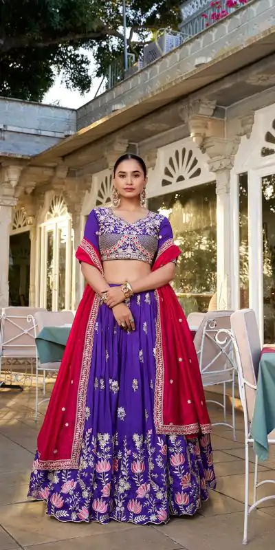 LNB 1414 Purple Color Vichitra Silk Sequins and Thread Embroidery Work Lehenga Choli Wedding, Party, Festive, Events Etc. Delivery 4-6 Working Days Rs 3399 | Lehenga, Bollywood Lehenga, Creative Lehenga, Designer Lehenga, Embroidered Lehenga, Party Wear Lehenga
