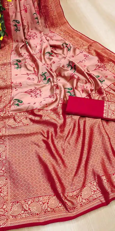 KP 6004 Red Soft Lichi Silk Jacquard Work With Designer Work Saree. Grab it for ₹1499. Delivery 4-6 Working Days. Shop now. | Sarees, Bollywood Sarees, Creative Sarees, Designer Sarees, Embroidered Sarees, Ethnic Saree, Modern Digital sarees, Party Wear Sarees