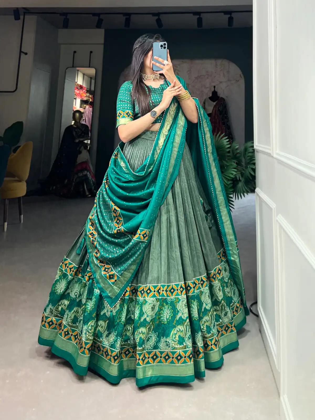 LNB 1210 Sea Green Color Tasar Silk Floral Print With Foil Print Lehenga Choli Wedding, Party, Festive, Events Etc. Delivery 4-6 Working Days Rs 2499 | Lehenga, Bollywood Lehenga, Creative Lehenga, Designer Lehenga, Embroidered Lehenga, Party Wear Lehenga